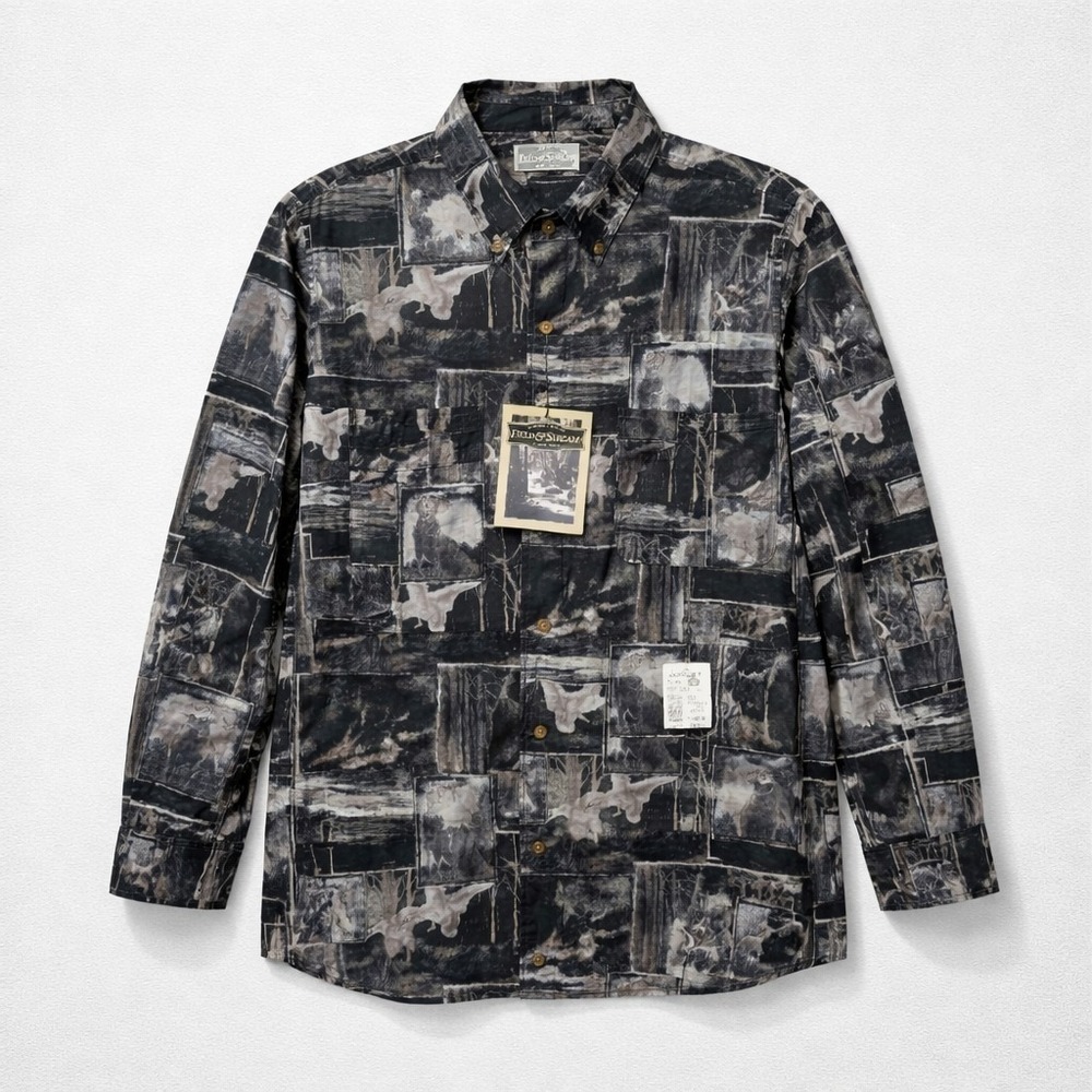 Field and Stream Men's XL Cotton Hunting Shirt Dog Lab Duck Long Sleeve